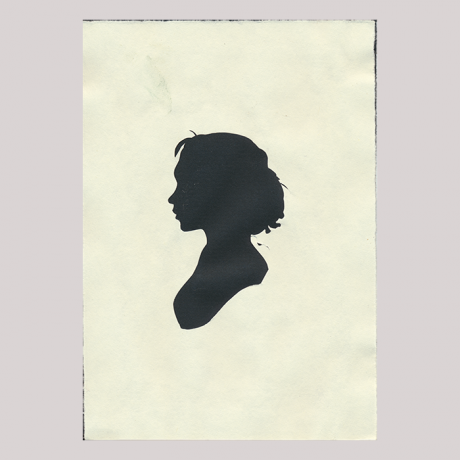 
        Silhouette with girl looking left.